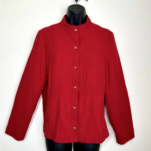 WORTH WOOL BLAZER JACKET WOMENS TOP RED GOLD SIZE 12